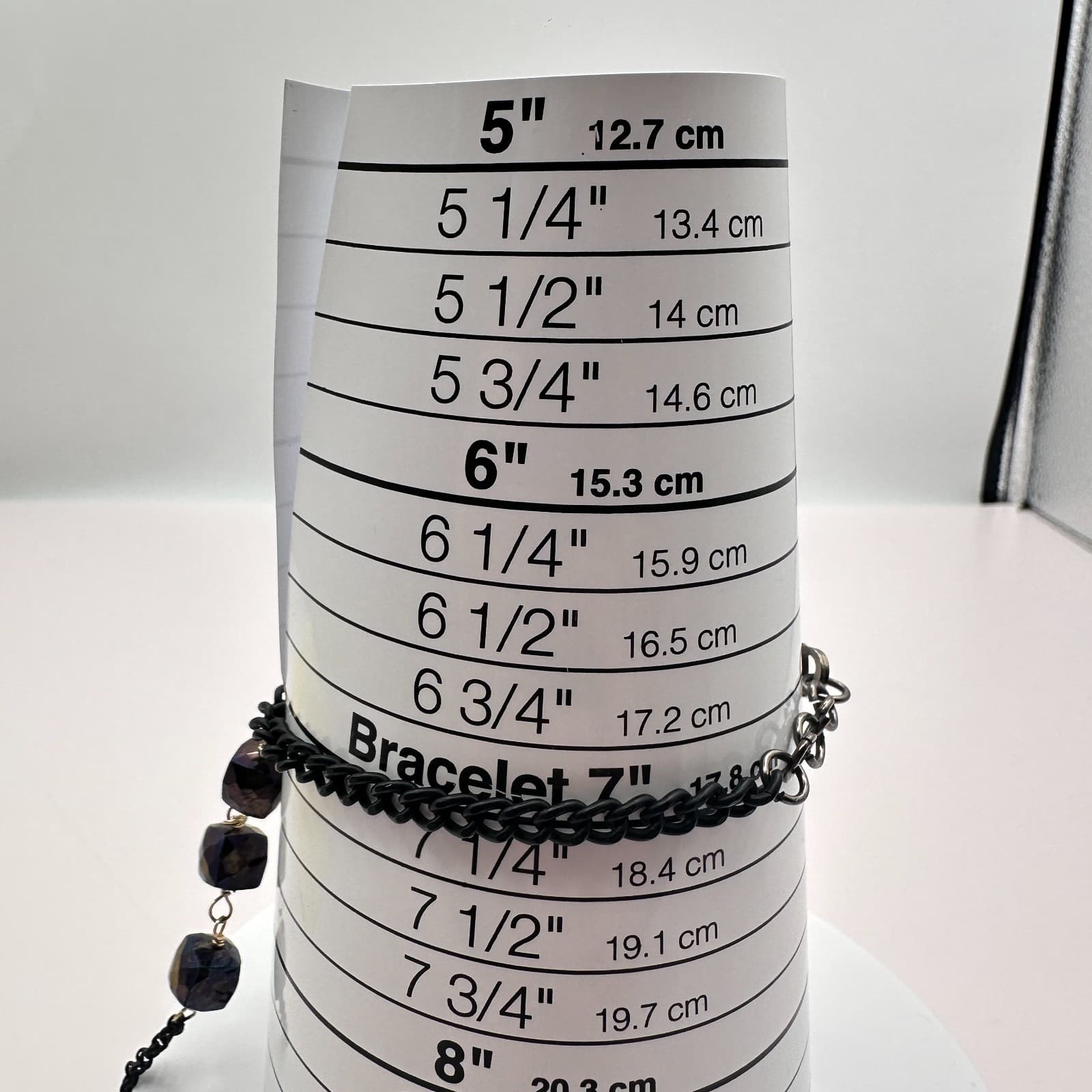 Vintage Y2K Iridescent Purple Glass Cube Black Chain Slave Bracelet Goth Jewelry - Thumbnail 7
