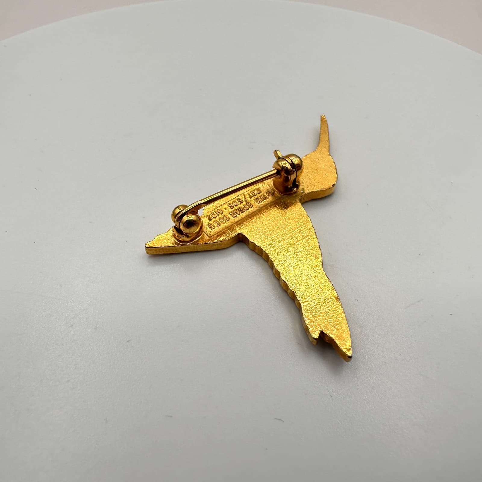 Vintage 80s Multicolor Hummingbird Pin Gold Tone Enamel Brooches Retro Jewelry - Thumbnail 5