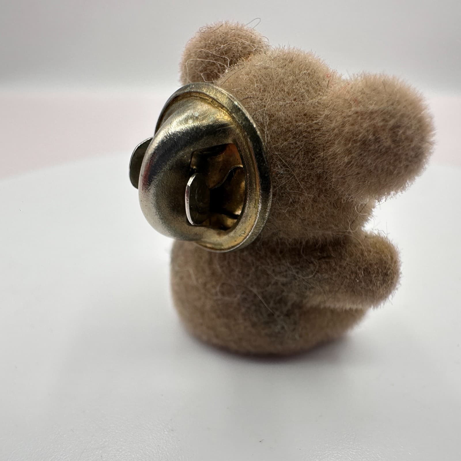 Vintage 80s Pin Brooch Bear Figurine Fuzzy Brown Teddy Bear Red Bow Tie Jewelry - Thumbnail 4