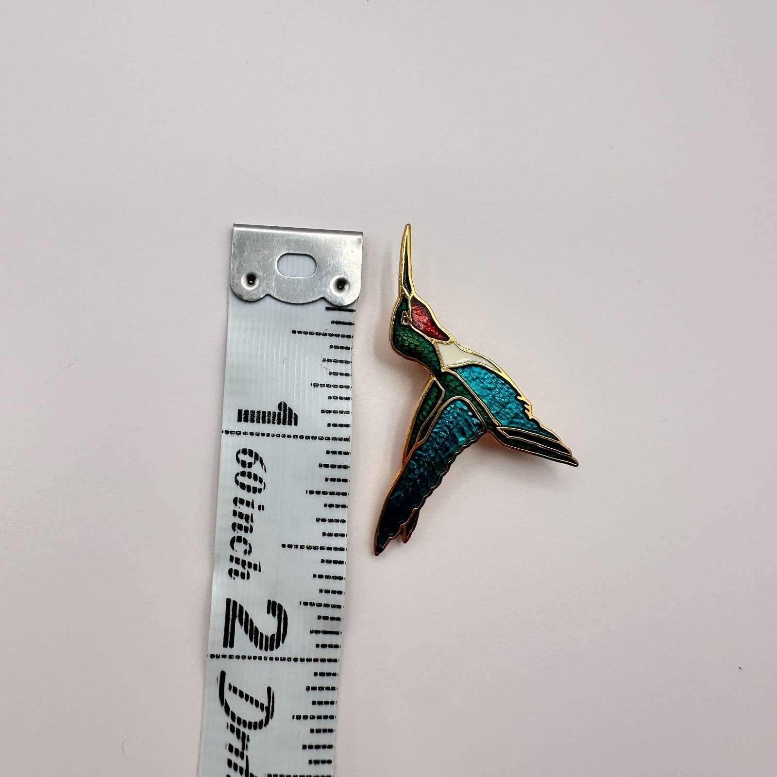 Vintage 80s Multicolor Hummingbird Pin Gold Tone Enamel Brooches Retro Jewelry - Thumbnail 6