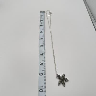 Vintage 90s Silver Tone Starfish Necklace Earrings Bracelet Set Beach Coastal - Thumbnail 19