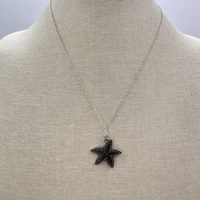 Vintage 90s Silver Tone Starfish Necklace Earrings Bracelet Set Beach Coastal - Thumbnail 8