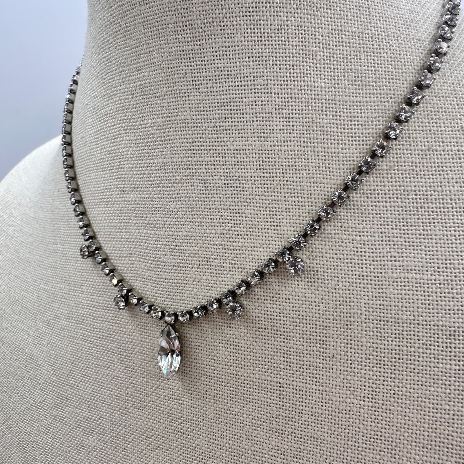 Vintage 90s Silver Tone Clear Glass Cup Chain Pendant Necklace Women's Jewelry - Thumbnail 6