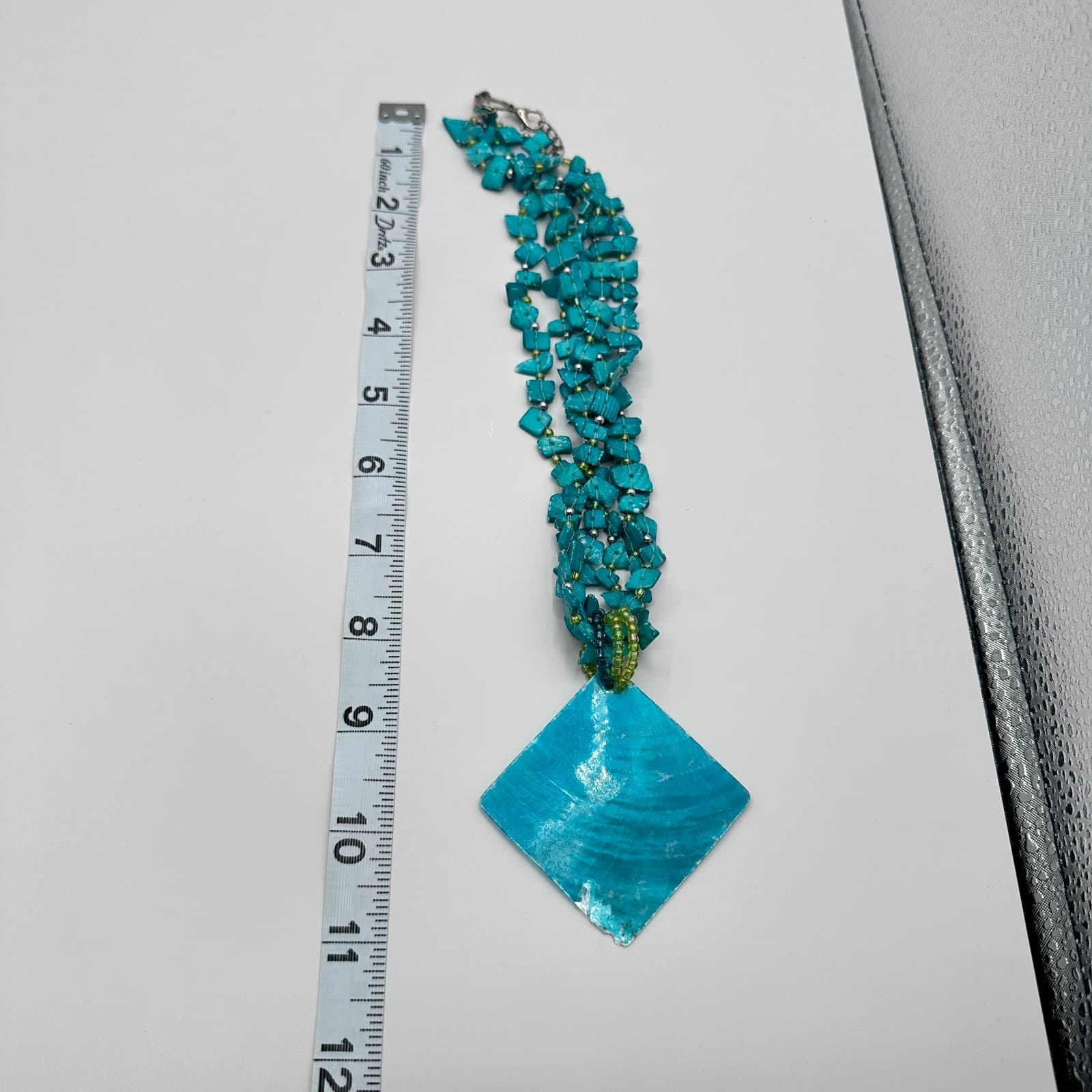 Vintage Y2K Turquoise Blue Pendent Necklace Statement Women's Classic Jewelry - Thumbnail 10