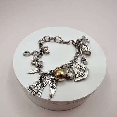 Vintage Y2K Silver Tone Harry Potter Wizard Magic Charm Bracelet Women's Jewelry - Thumbnail 5
