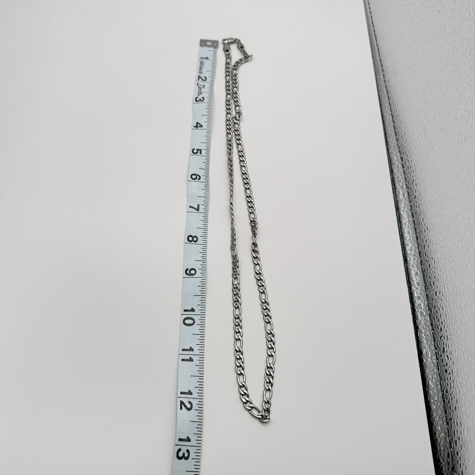 Vintage 90s Silver Tone Figaro Link Chain Necklace Unisex Fashion Jewelry - Thumbnail 10