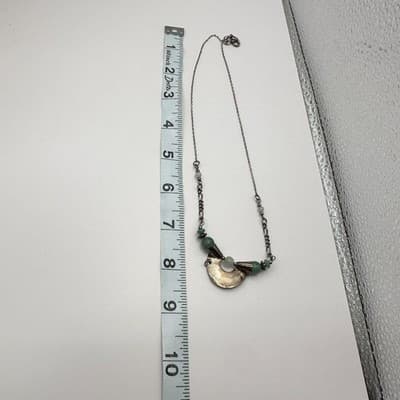 Vintage 90s Green Aventurine Crescent Moon Pendant Necklace Women's Jewelry - Thumbnail 8