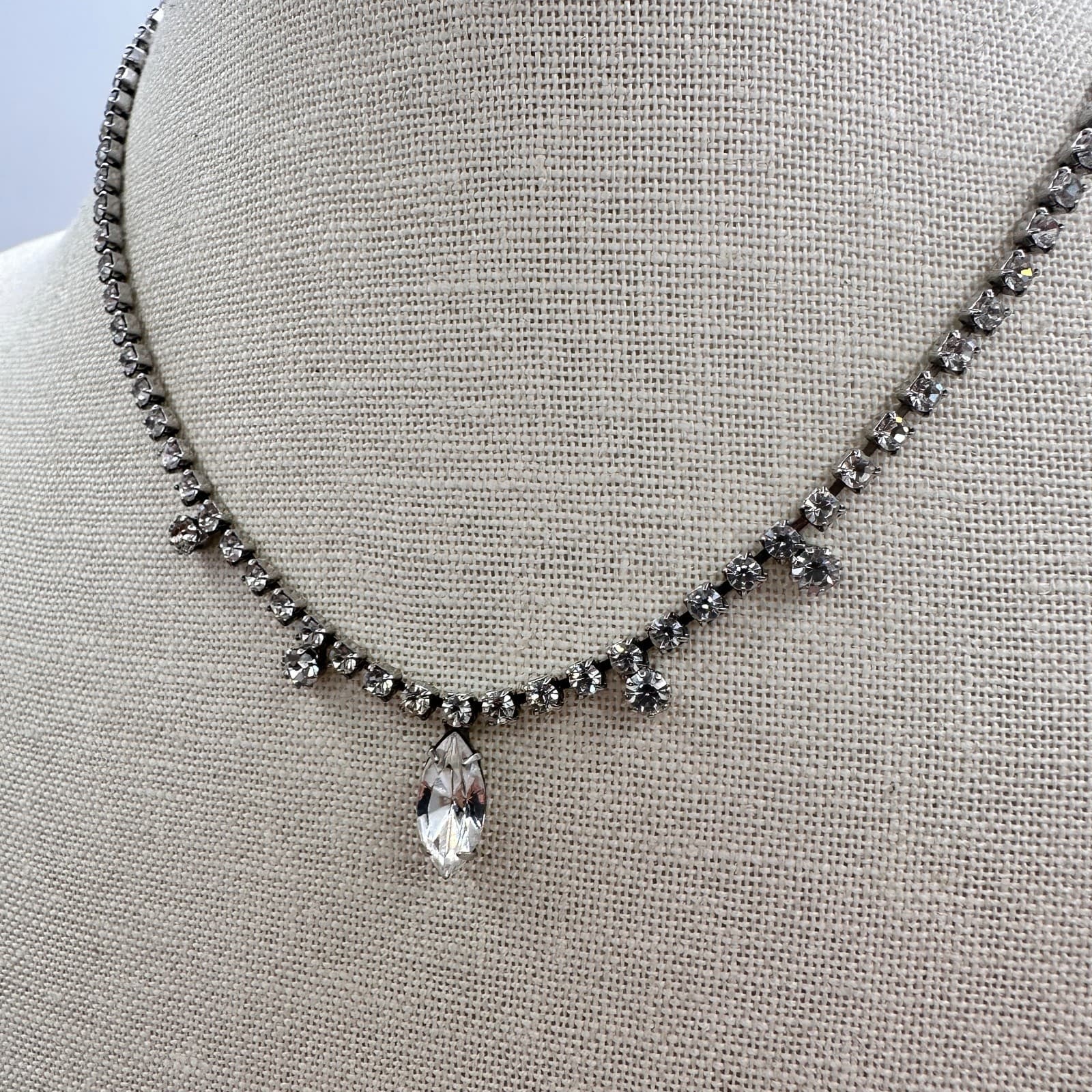 Vintage 90s Silver Tone Clear Glass Cup Chain Pendant Necklace Women's Jewelry - Thumbnail 5