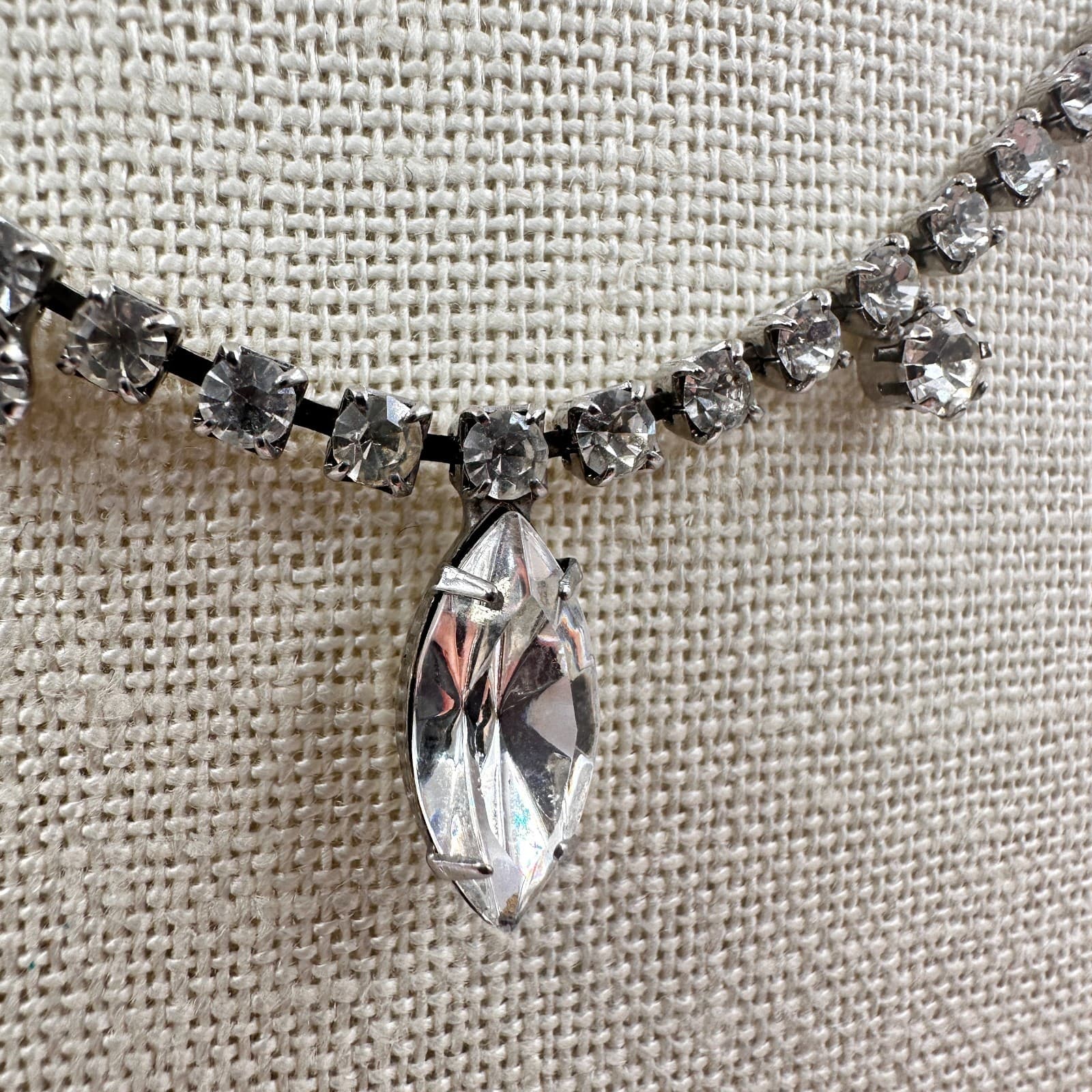 Vintage 90s Silver Tone Clear Glass Cup Chain Pendant Necklace Women's Jewelry - Thumbnail 4