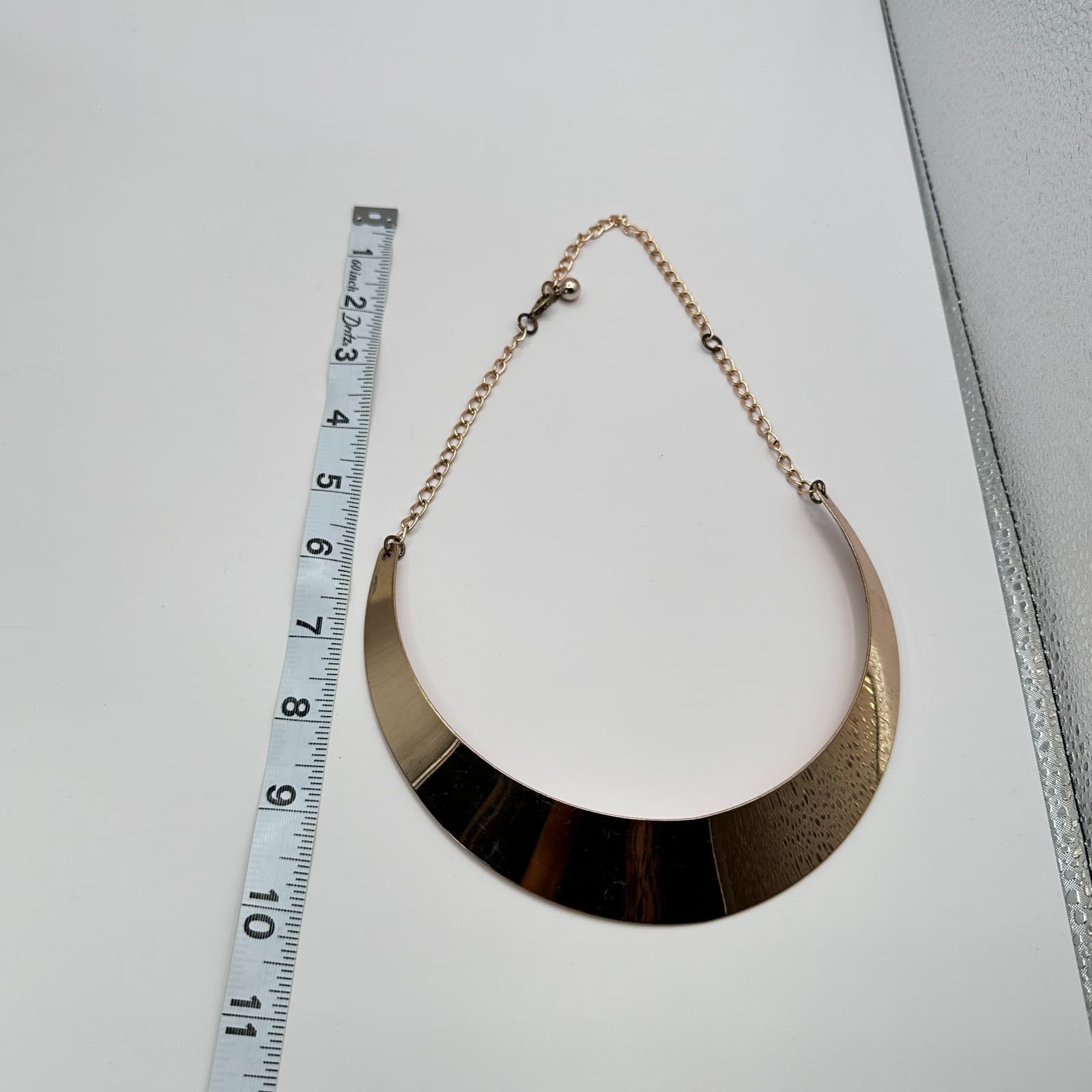 Vintage 90s Gold Tone Crescent Collar Necklace Statement Women's Jewelry - Thumbnail 7