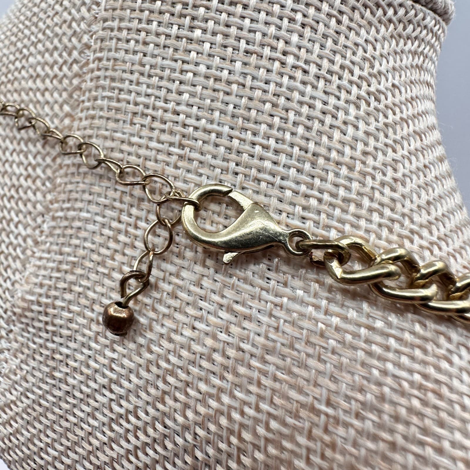 Vintage Y2K Gold Tone Clear Rhinestone Curb Chain Necklace Boho Women's Jewelry - Thumbnail 8