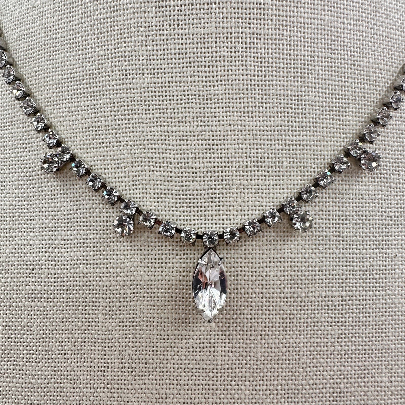 Vintage 90s Silver Tone Clear Glass Cup Chain Pendant Necklace Women's Jewelry - Thumbnail 3