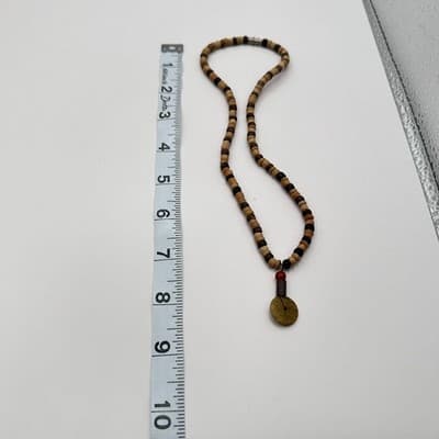 Vintage Y2K Wooden Beaded Pendant Necklace Statement Women's Classic Jewelry - Thumbnail 8