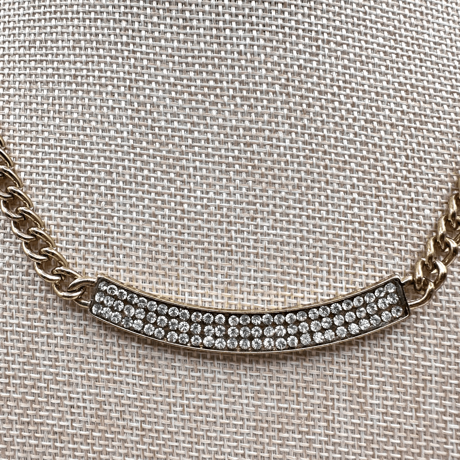 Vintage Y2K Gold Tone Clear Rhinestone Curb Chain Necklace Boho Women's Jewelry - Thumbnail 2
