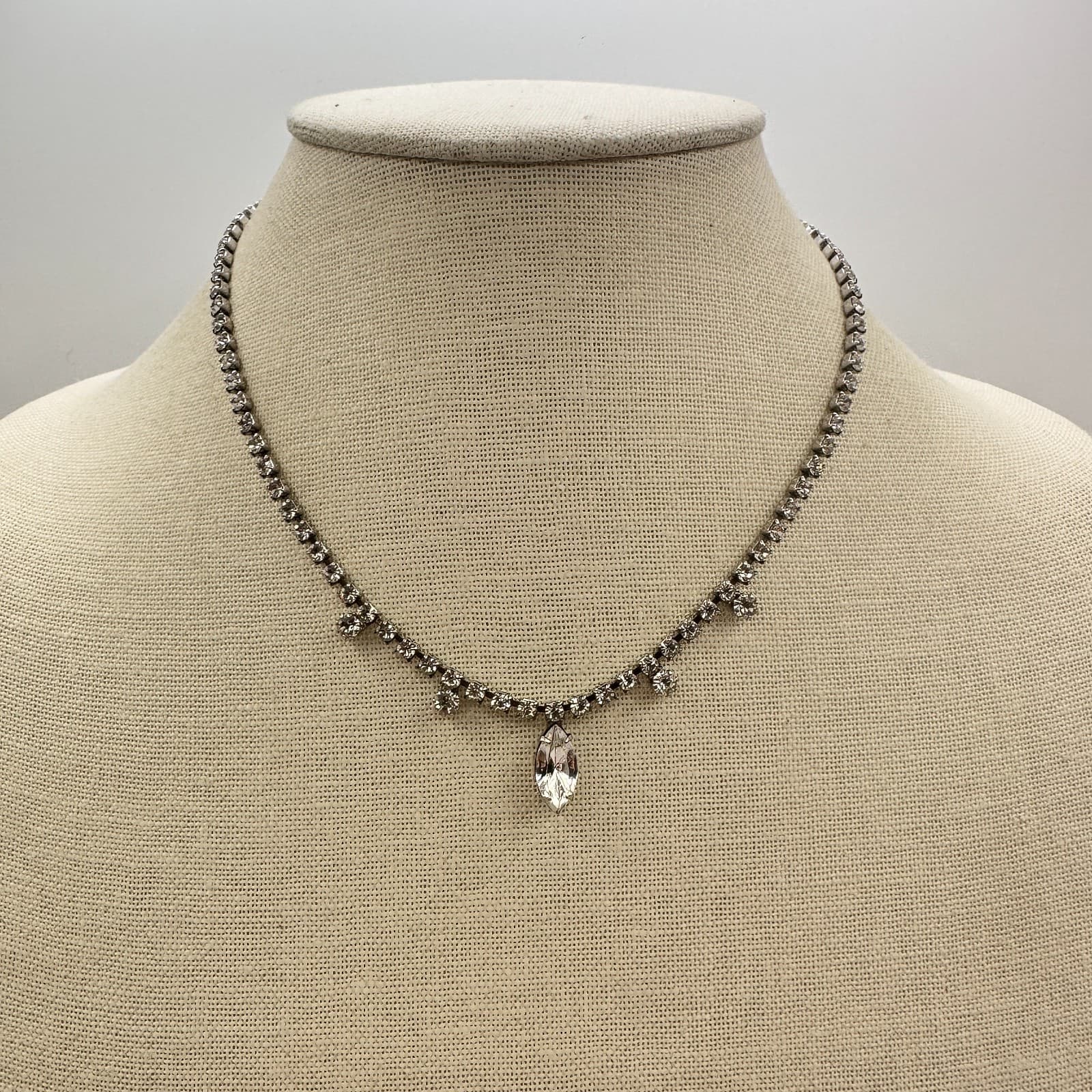 Vintage 90s Silver Tone Clear Glass Cup Chain Pendant Necklace Women's Jewelry - Thumbnail 7