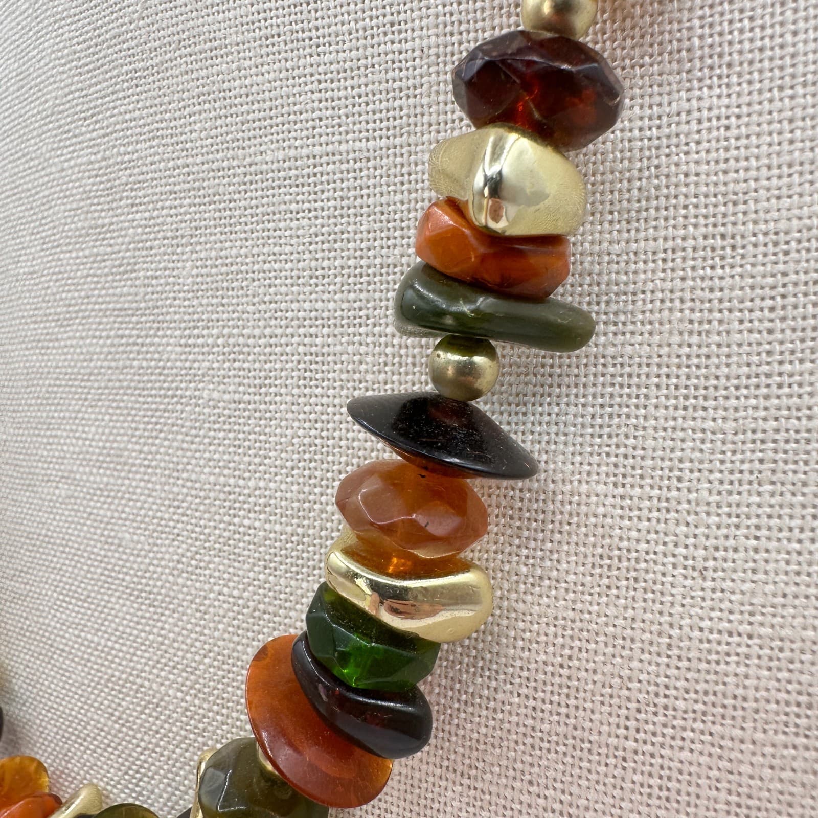 Vintage 90s Earth Tone Beaded Necklace Statement Women's Classic Fashion Jewelry - Thumbnail 7