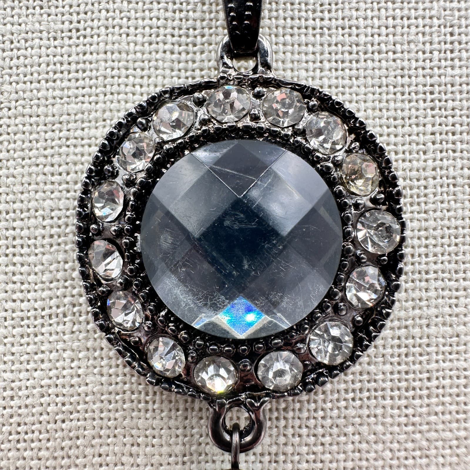 Vintage Y2K Gunmetal Tone Tassel Pendant Necklace Statement Women's Jewelry - Thumbnail 6
