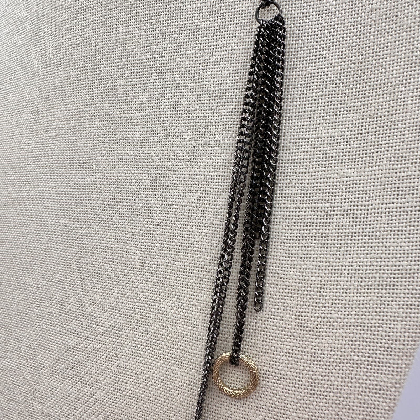 Vintage 90s Black Multi-Strand Cable Chain Necklace Women's Classic Jewelry - Thumbnail 3