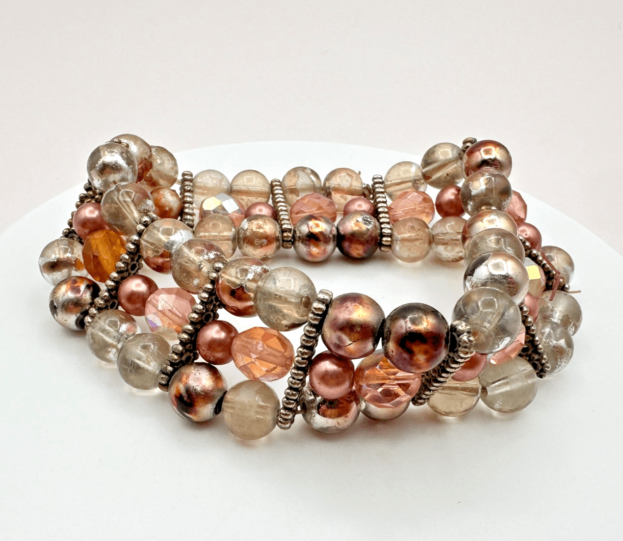 Vintage Y2K Multi-Strand Beaded Stretch Bracelet Boho Statement Women's Jewelry