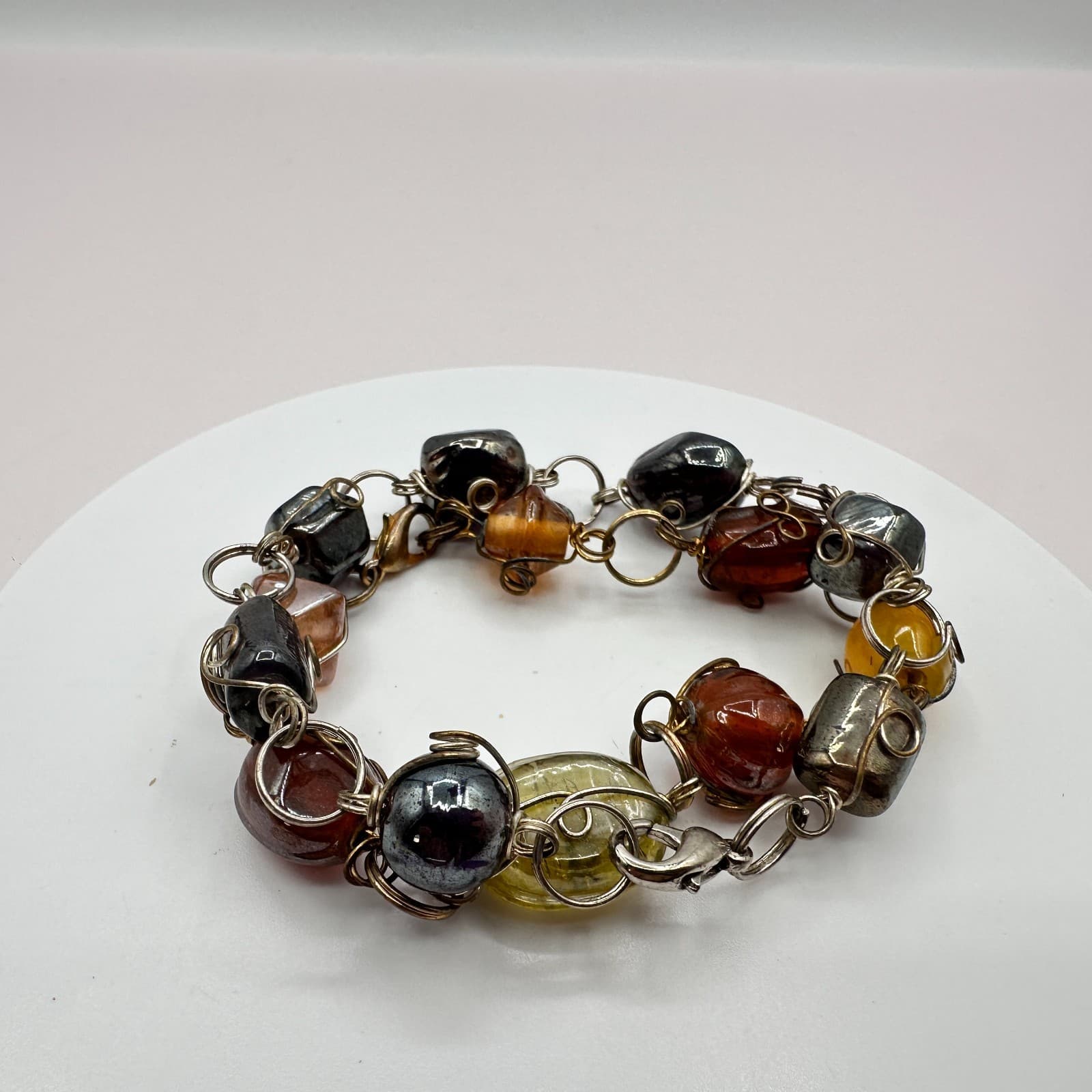 Vintage Y2K Boho Wire Wrapped Beaded Bracelet Set Women's Classic Jewelry - Thumbnail 6