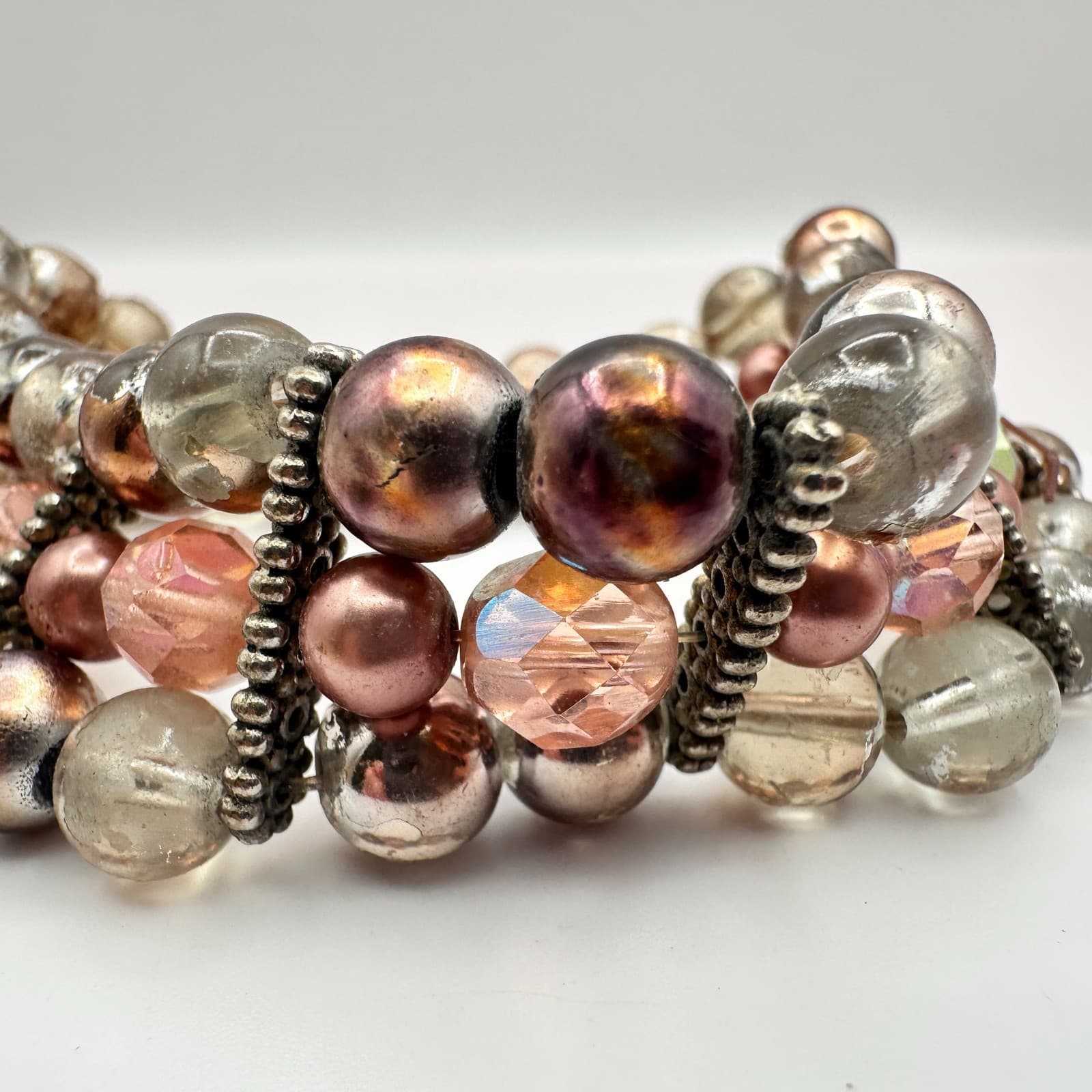 Vintage Y2K Multi-Strand Beaded Stretch Bracelet Boho Statement Women's Jewelry - Thumbnail 5