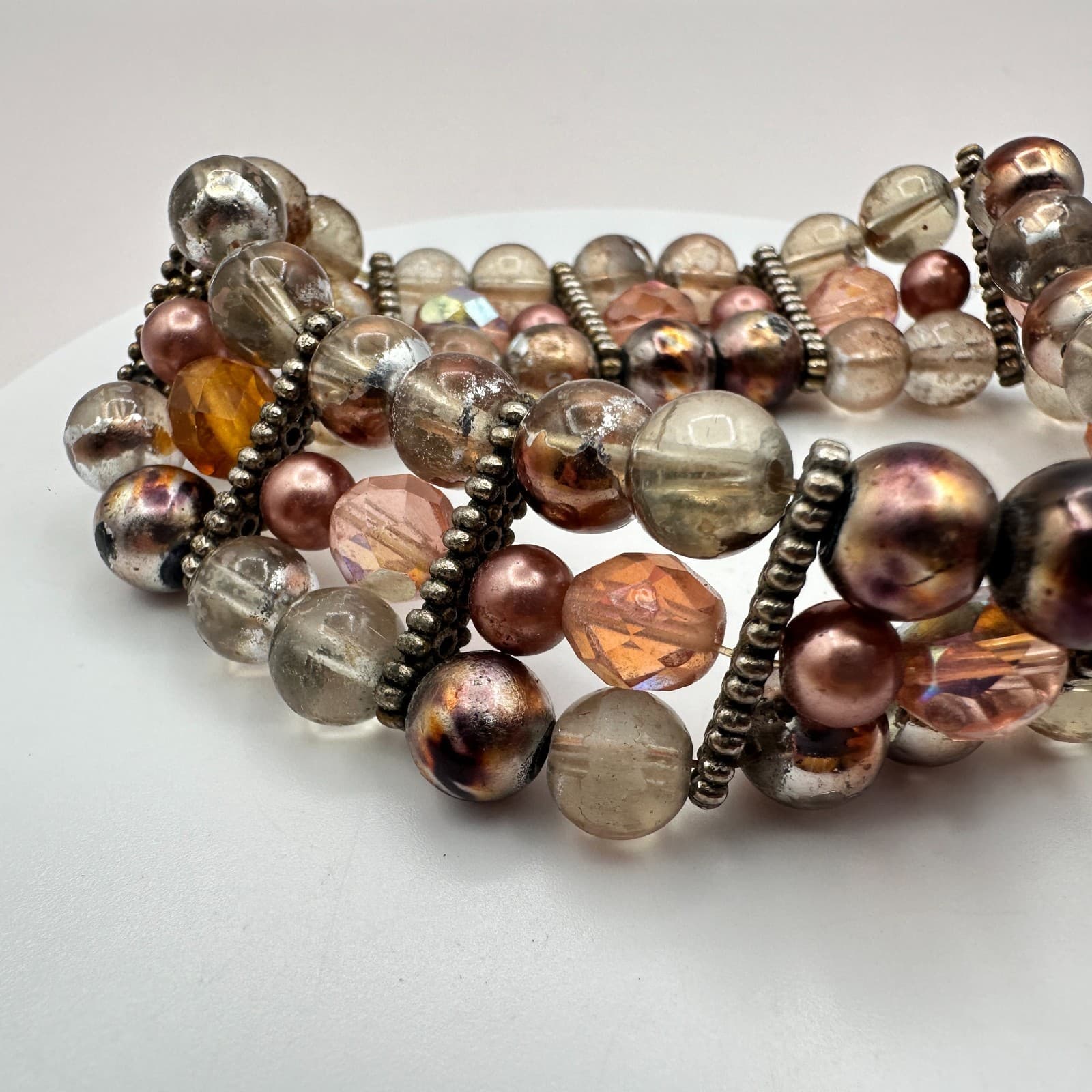 Vintage Y2K Multi-Strand Beaded Stretch Bracelet Boho Statement Women's Jewelry - Thumbnail 4