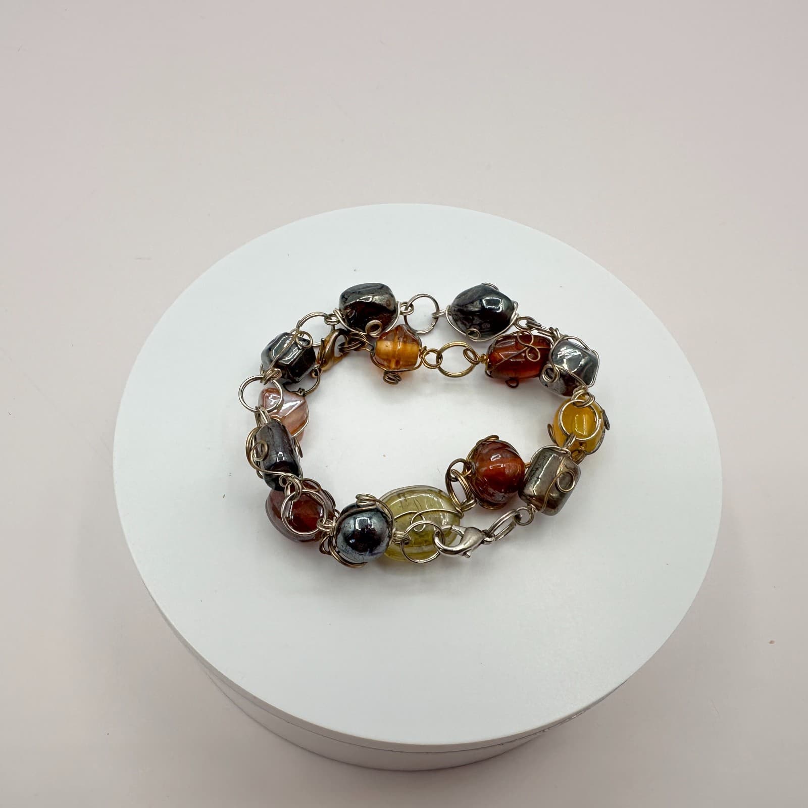 Vintage Y2K Boho Wire Wrapped Beaded Bracelet Set Women's Classic Jewelry - Thumbnail 7