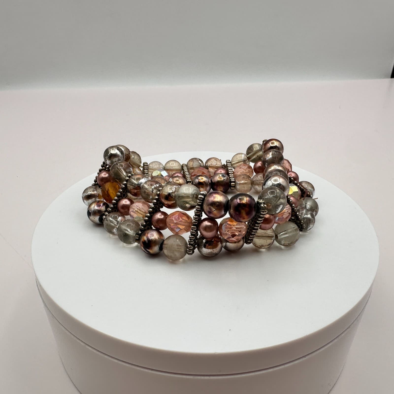 Vintage Y2K Multi-Strand Beaded Stretch Bracelet Boho Statement Women's Jewelry - Thumbnail 7