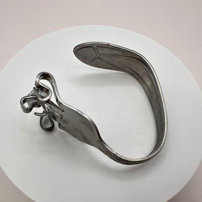 Vintage 90s Pfaltzgraff Silver Tone Fork Cuff Bracelet Statement Women's Jewelry - Thumbnail 7