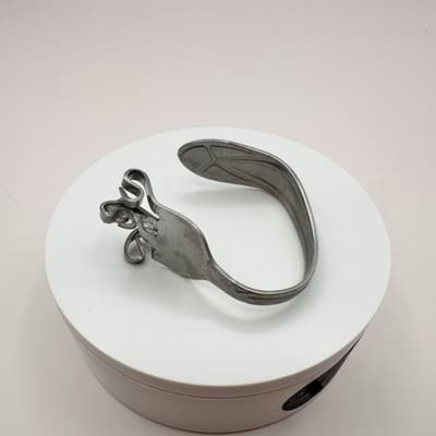 Vintage 90s Pfaltzgraff Silver Tone Fork Cuff Bracelet Statement Women's Jewelry - Thumbnail 6