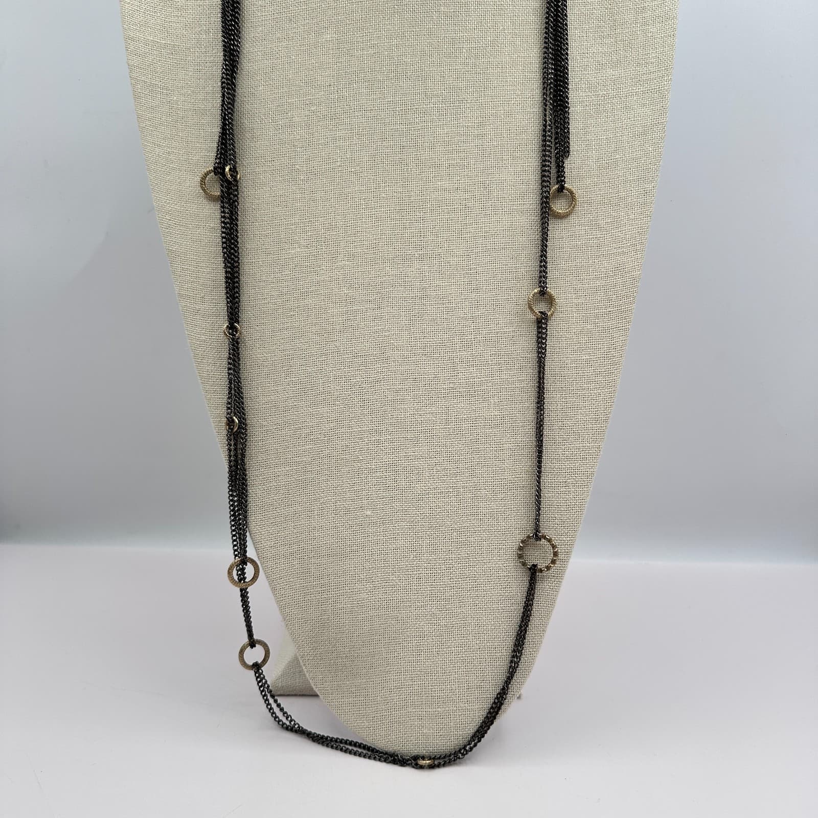 Vintage 90s Black Multi-Strand Cable Chain Necklace Women's Classic Jewelry - Thumbnail 5