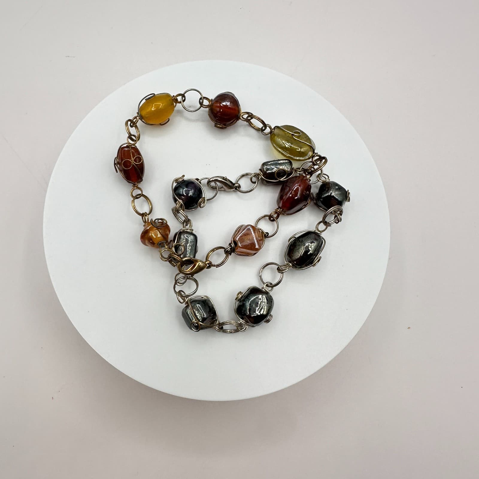 Vintage Y2K Boho Wire Wrapped Beaded Bracelet Set Women's Classic Jewelry - Thumbnail 2