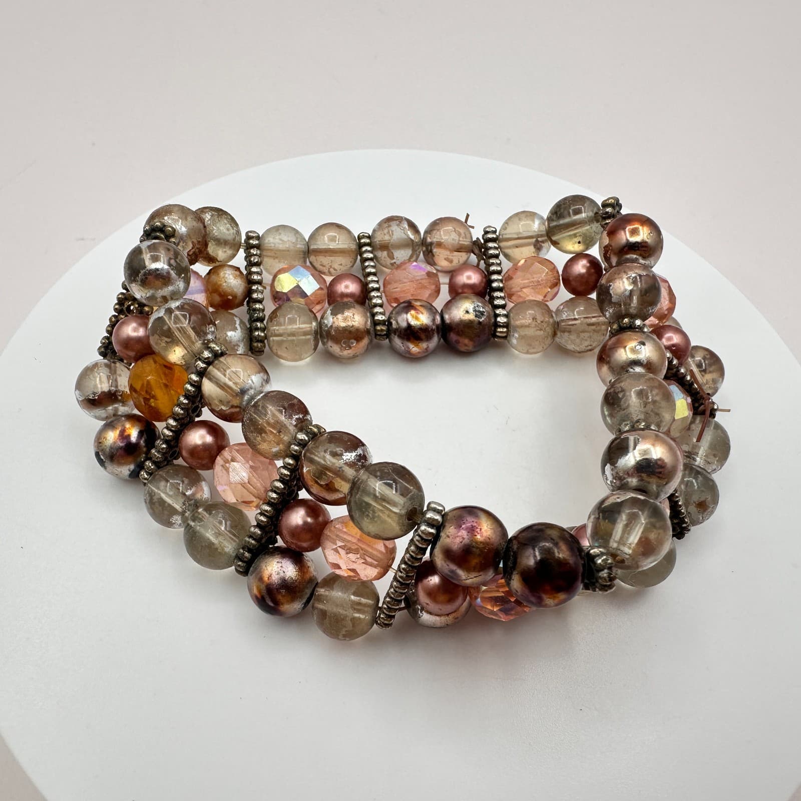 Vintage Y2K Multi-Strand Beaded Stretch Bracelet Boho Statement Women's Jewelry - Thumbnail 3