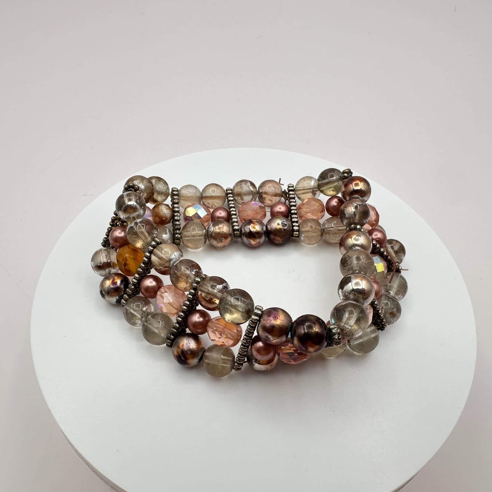 Vintage Y2K Multi-Strand Beaded Stretch Bracelet Boho Statement Women's Jewelry - Thumbnail 2