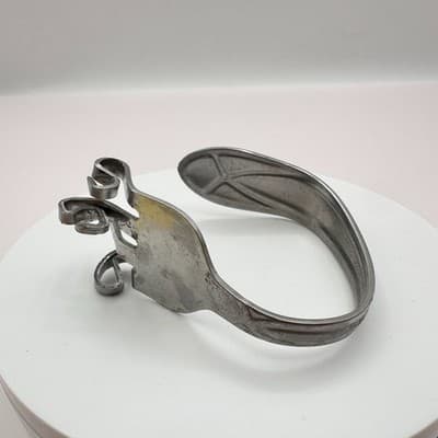 Vintage 90s Pfaltzgraff Silver Tone Fork Cuff Bracelet Statement Women's Jewelry - Thumbnail 5