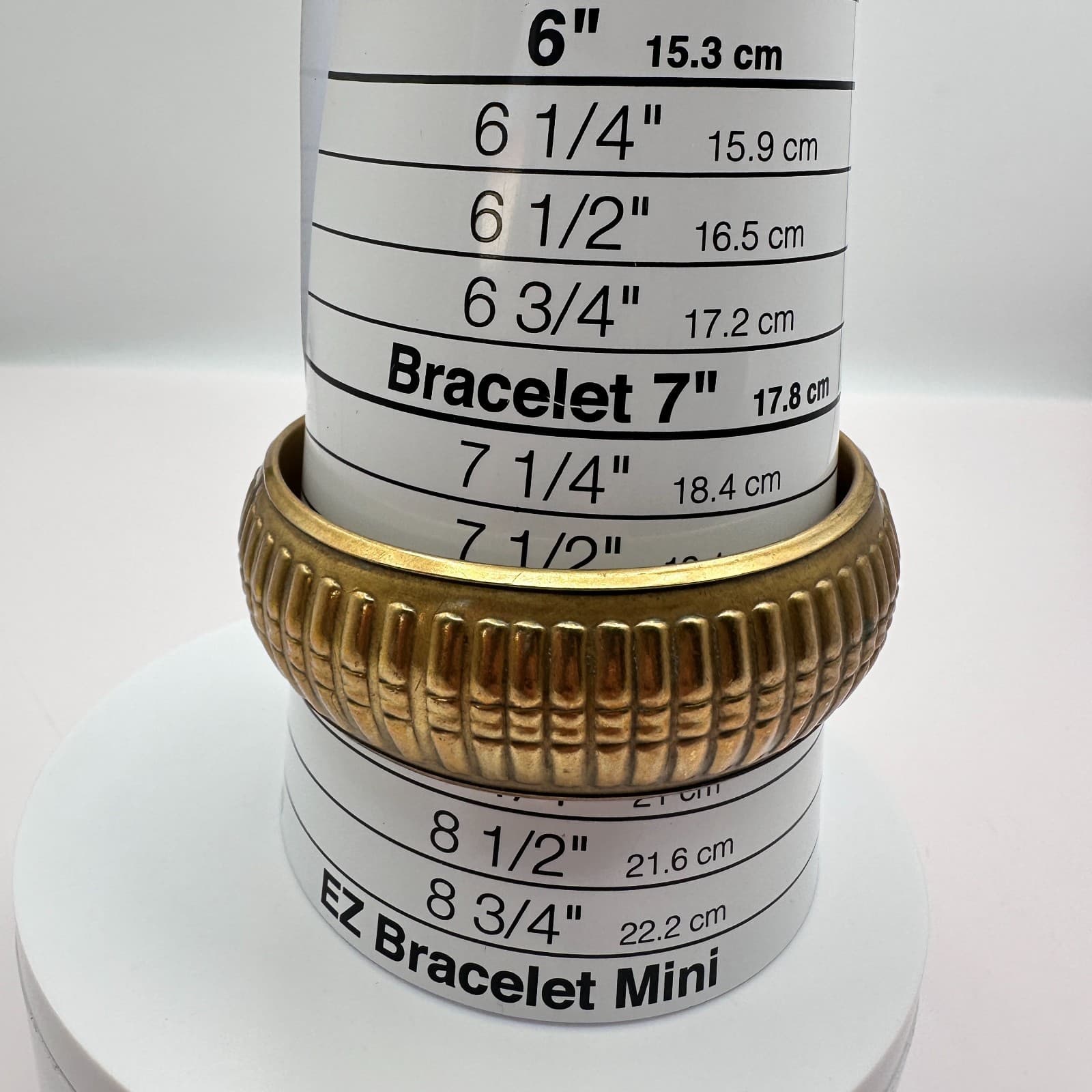 Vintage 90s Brass Tone Stacking Ribbed Bangle Statement Women's Classic Jewelry - Thumbnail 7