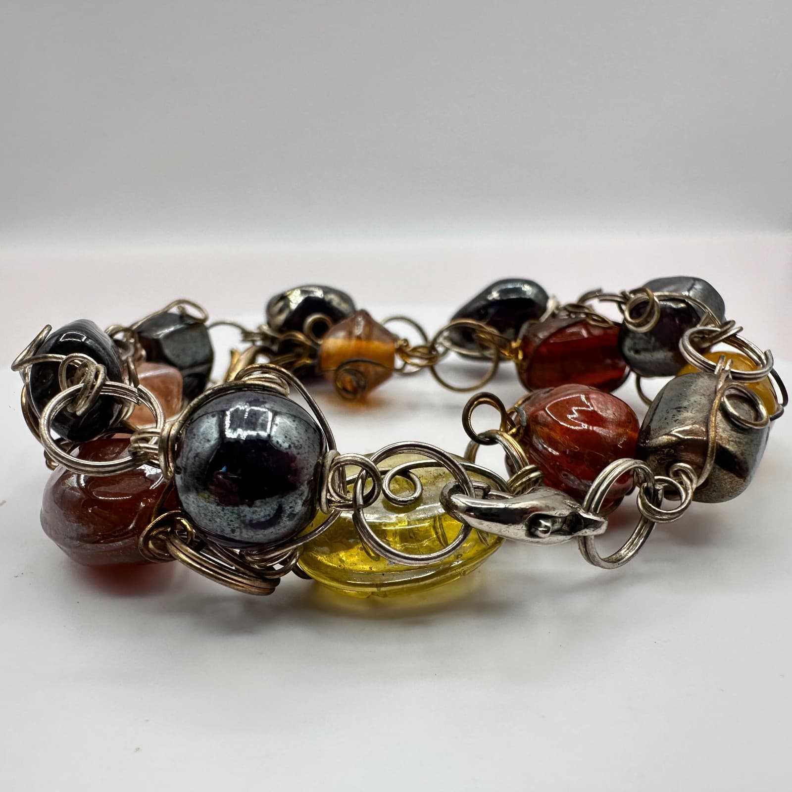 Vintage Y2K Boho Wire Wrapped Beaded Bracelet Set Women's Classic Jewelry - Thumbnail 3