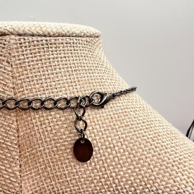 Vintage Y2K Red Cabochon Gunmetal Tone Chain Tassel Necklace Statement Jewelry - Thumbnail 6