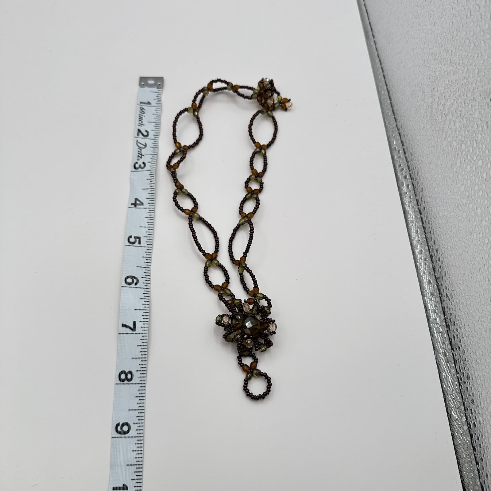 Vintage Y2K Earth Tone Seed Beaded Necklace Statement Women's Classic Jewelry - Thumbnail 10
