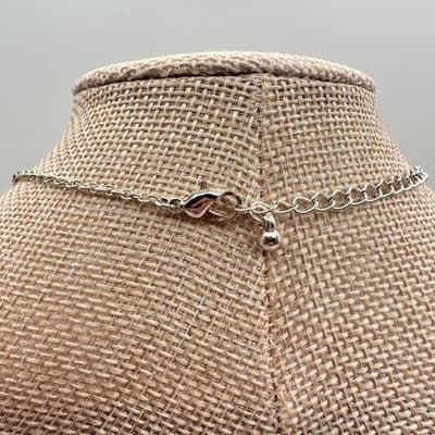 Vintage Y2K Pink Stone Silver Tone Triple Heart Pendant Necklace Women's Jewelry - Thumbnail 7