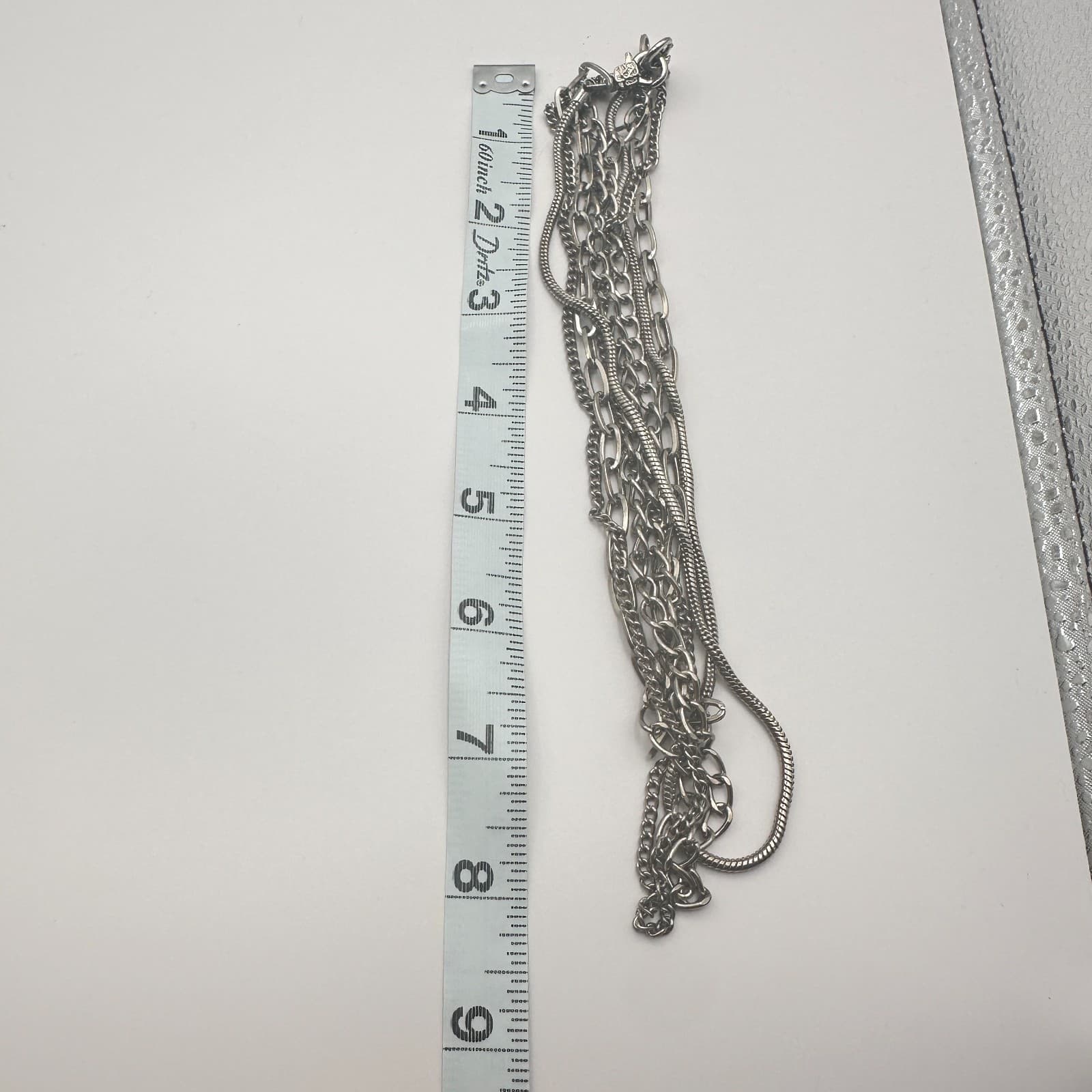 Vintage Y2K Multi Strand Silver Tone Chain Necklace Women's Classic Jewelry - Thumbnail 7