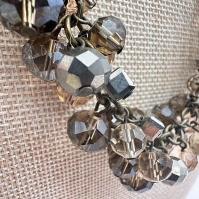 Vintage Y2K LOFT Clear Rhinestone Beaded Boho Statement Necklace Women's Jewelry - Thumbnail 5