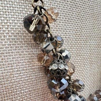 Vintage Y2K LOFT Clear Rhinestone Beaded Boho Statement Necklace Women's Jewelry - Thumbnail 4