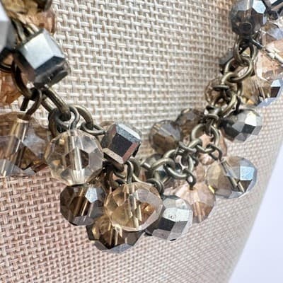 Vintage Y2K LOFT Clear Rhinestone Beaded Boho Statement Necklace Women's Jewelry - Thumbnail 6