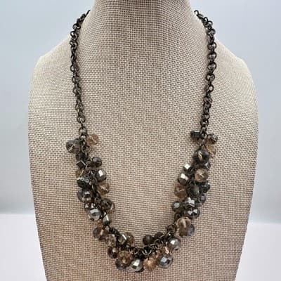 Vintage Y2K LOFT Clear Rhinestone Beaded Boho Statement Necklace Women's Jewelry - Thumbnail 7