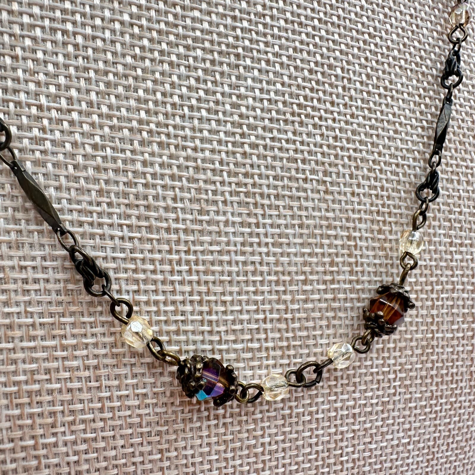 Vintage Y2K Chico’s Bronze Tone Faceted Beaded Necklace Boho Statement Jewelry - Thumbnail 4