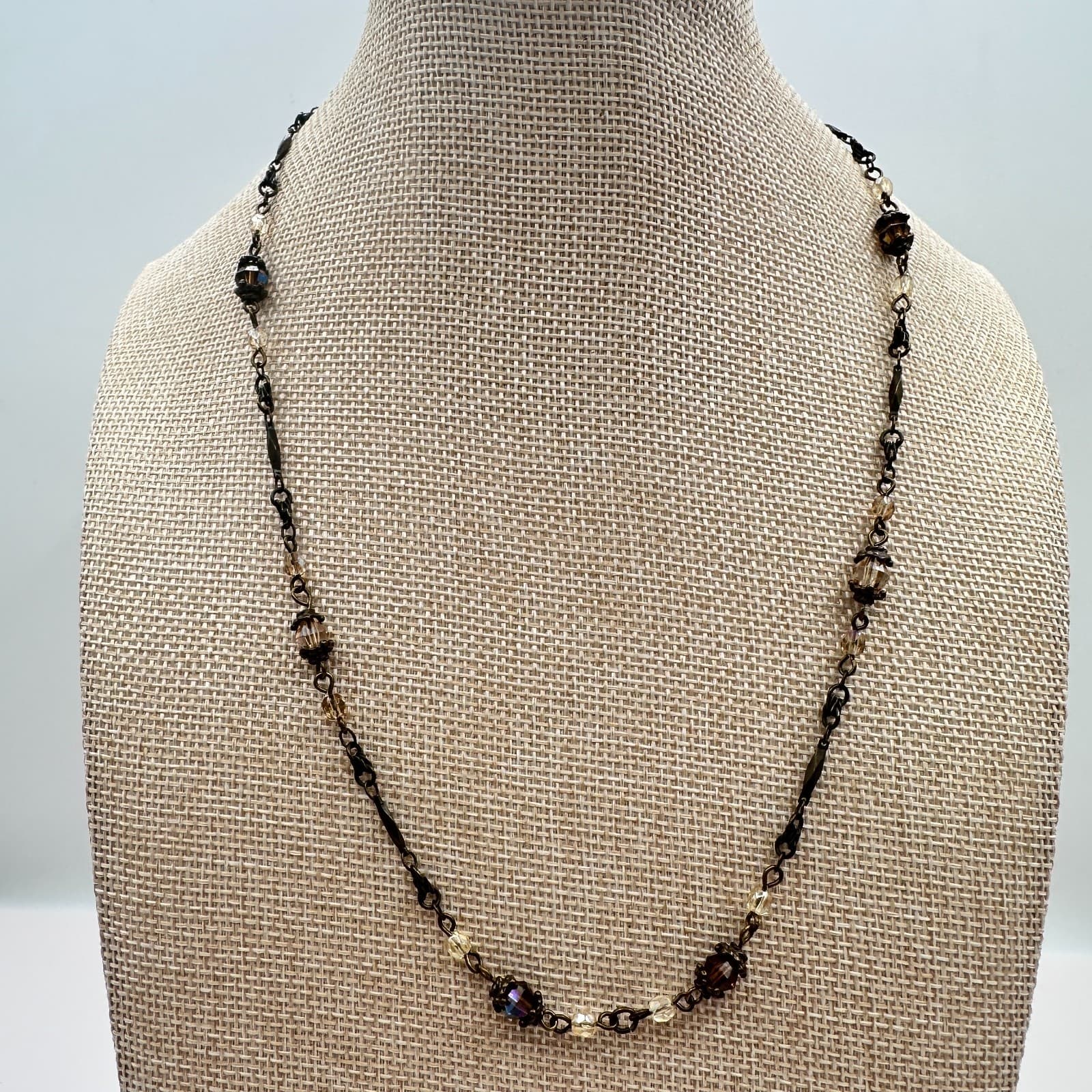 Vintage Y2K Chico’s Bronze Tone Faceted Beaded Necklace Boho Statement Jewelry - Thumbnail 7
