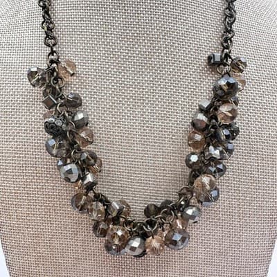 Vintage Y2K LOFT Clear Rhinestone Beaded Boho Statement Necklace Women's Jewelry - Thumbnail 2