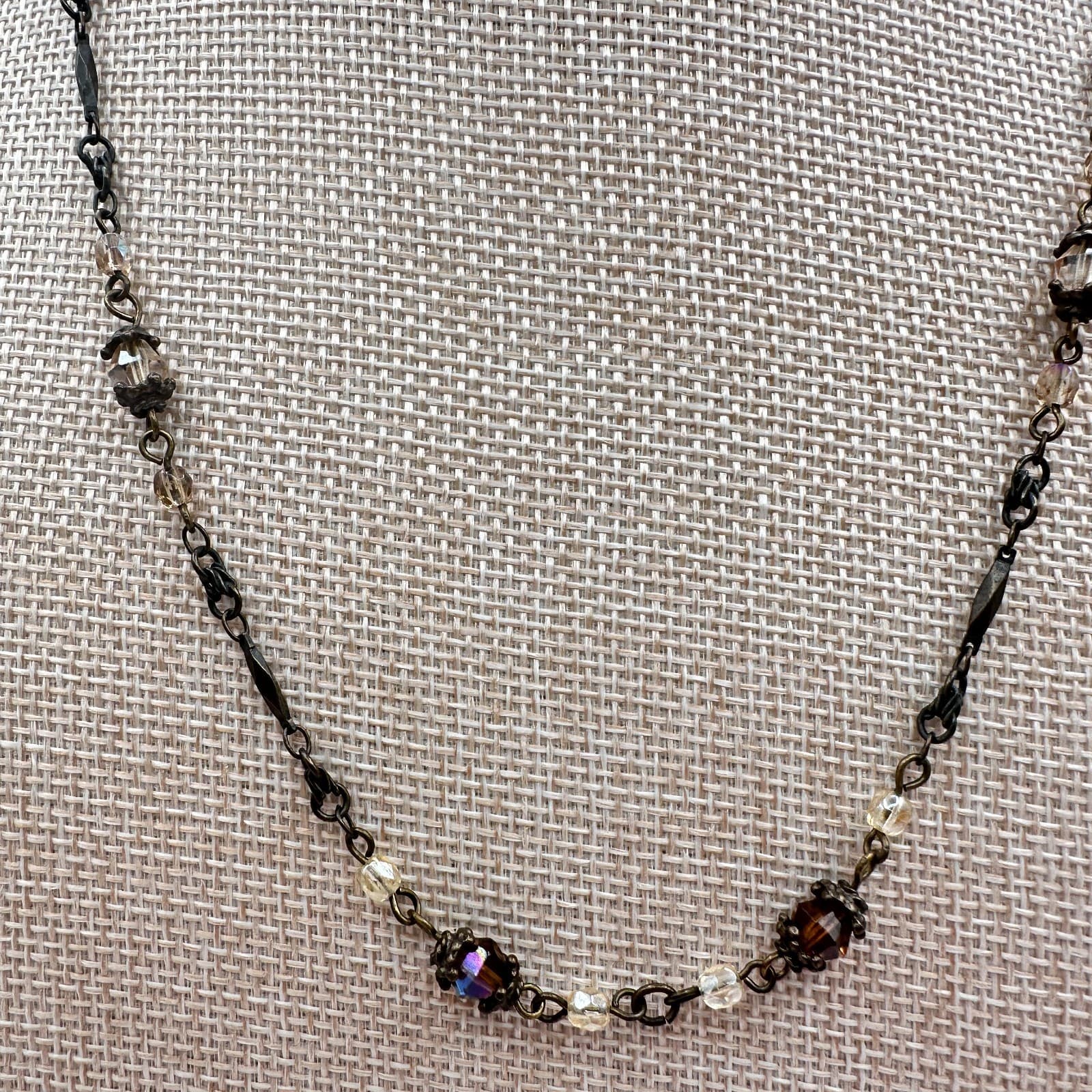 Vintage Y2K Chico’s Bronze Tone Faceted Beaded Necklace Boho Statement Jewelry - Thumbnail 2