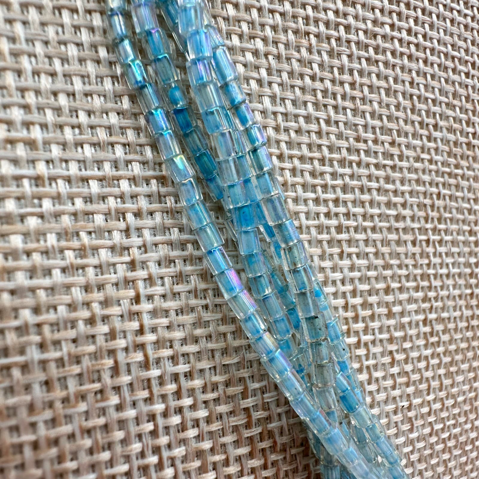 Vintage Y2K Multi Strand Sky Blue Seed Beaded Necklace Boho Minimalist Jewelry - Thumbnail 4